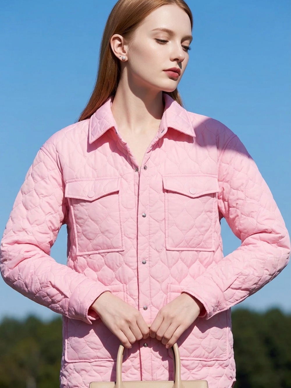 Kids Quilted Pink Puffer Jacket with Button Front